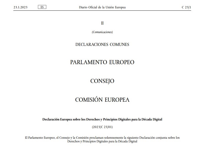Declaración europea sobre los derechos y principios digitales para la década digital: retos y oportunidades para las agendas públicas