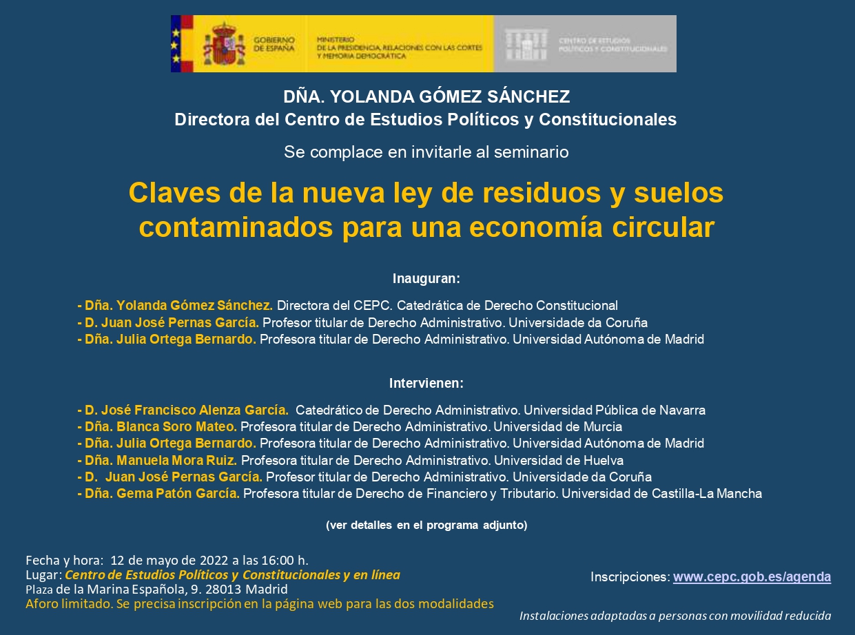 Seminario: "Claves de la nueva ley de residuos y suelos contaminados para una economía circular"