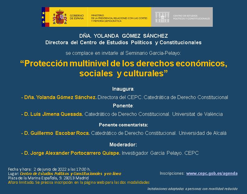 Seminario García Pelayo: "Protección multinivel de los derechos económicos, sociales y culturales"