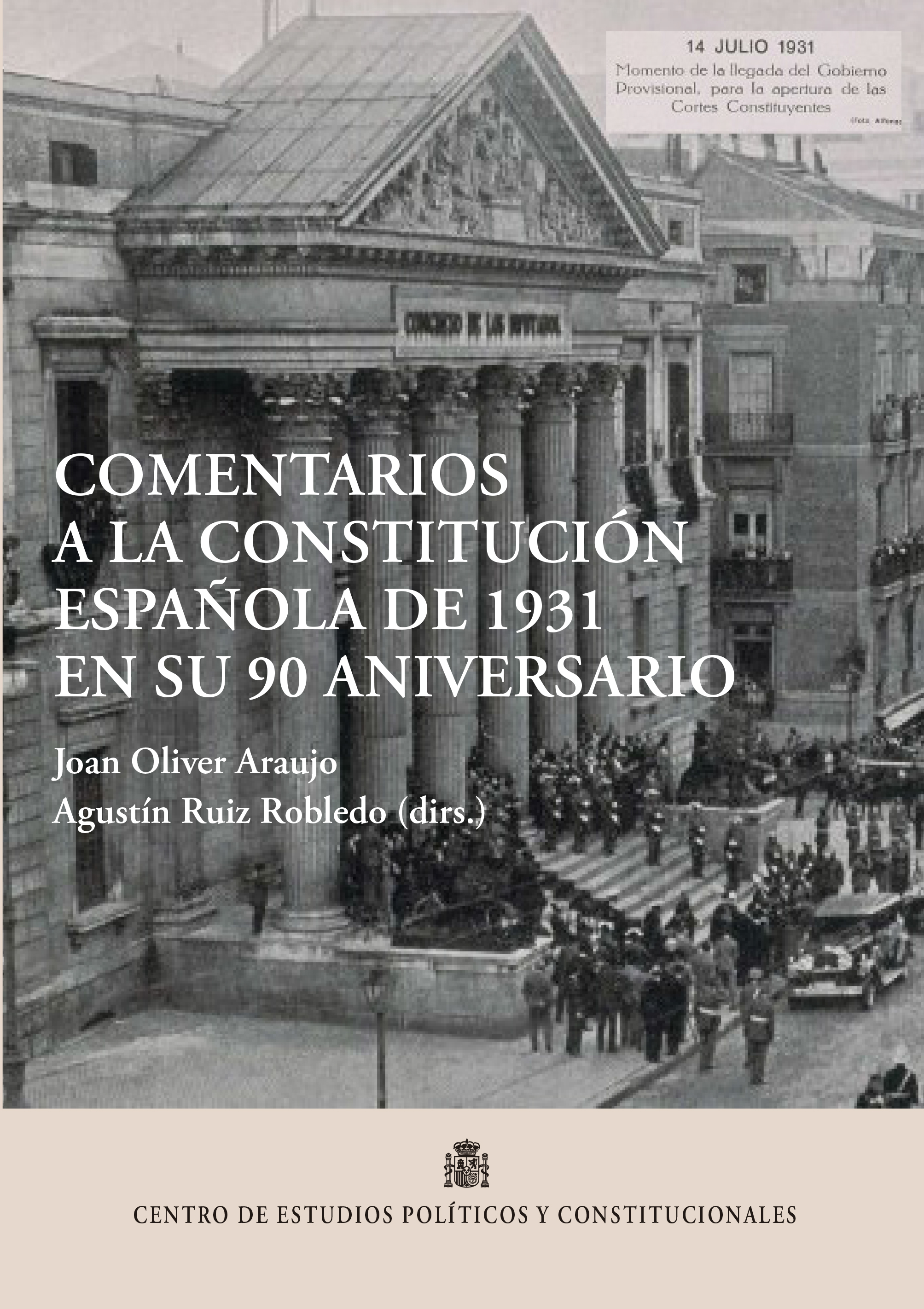 portada Comentarios a la Constitución Española de 1931 en su 90 aniversario