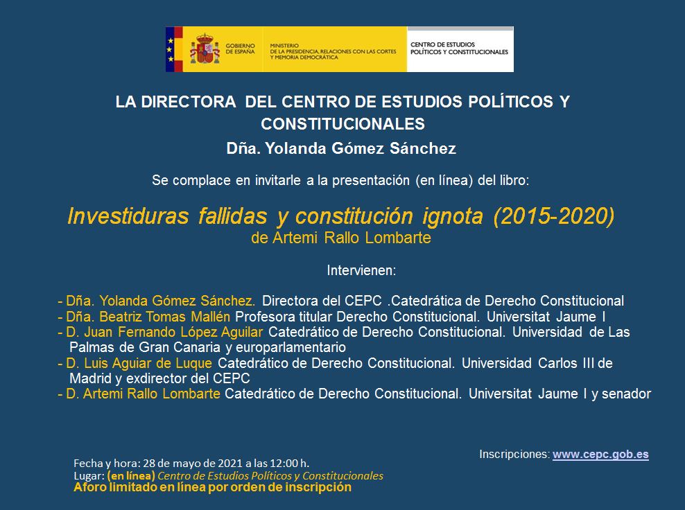 Investiduras fallidas y constitución ignota (2015-2020) de Artemi Rallo Lombarte