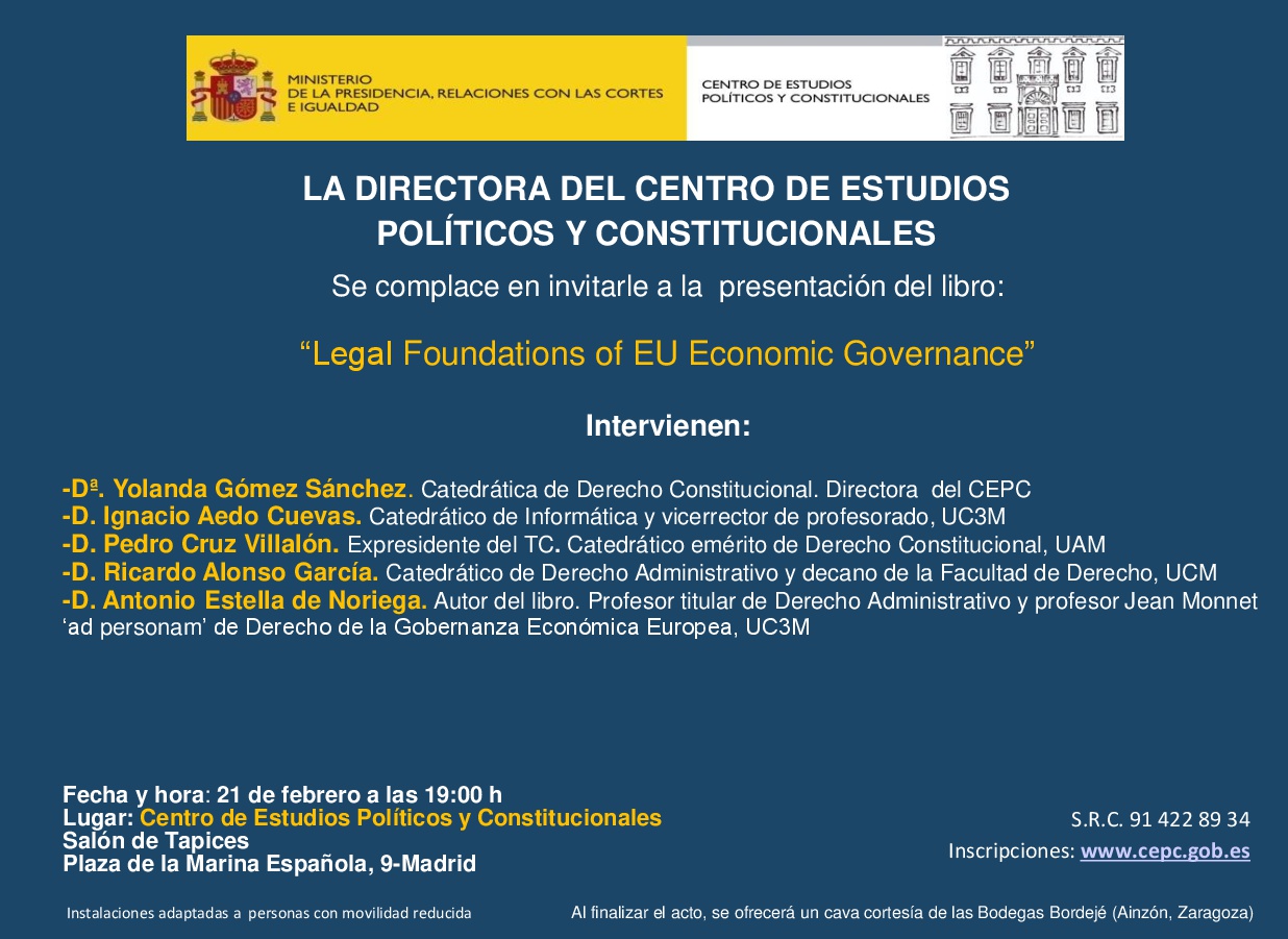 Presentación del libro:“Legal Foundations of EU Economic Governance”