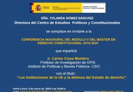 CONFERENCIA INAUGURAL DEL MODULO V DEL MÁSTER EN DERECHO CONSTITUCIONAL 2019-2020