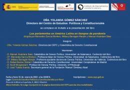 Invitación presentación del libro "Los parlamentos en América Latina en tiempos de pandemia"